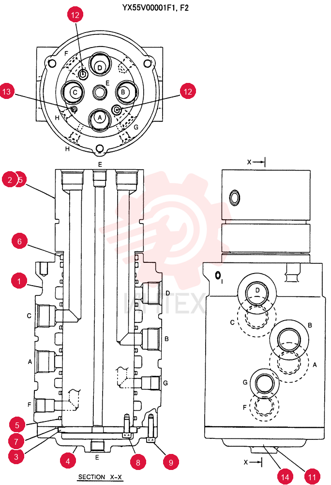 HYDRAULIC SWIVEL YX55V00001F1