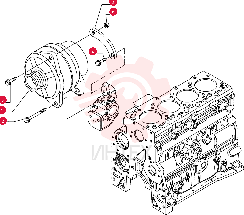 ALTERNATOR,24V, 70A, W/ Pulley 4892318 (1)