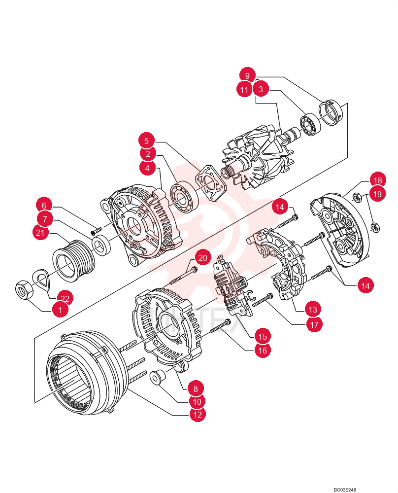 ALTERNATOR,24V, 70A, W/ Pulley 4892318 (2)