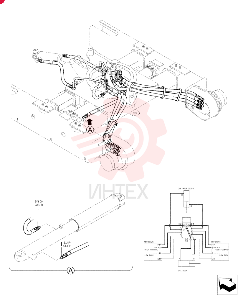 Hyd. Lines, Cylinder (Dozer) PU13H00013F1