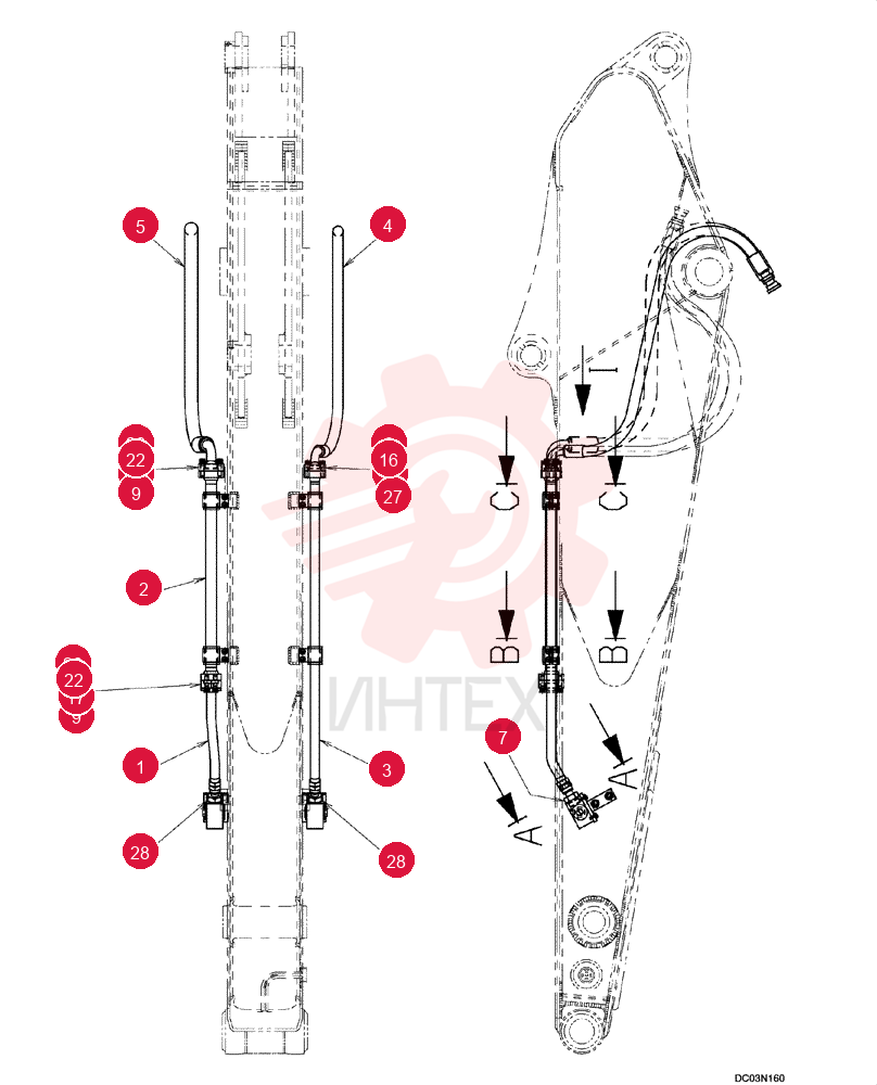 HYDRAULIC LINES, ARM (N&B) YN43H00133F1 (1)
