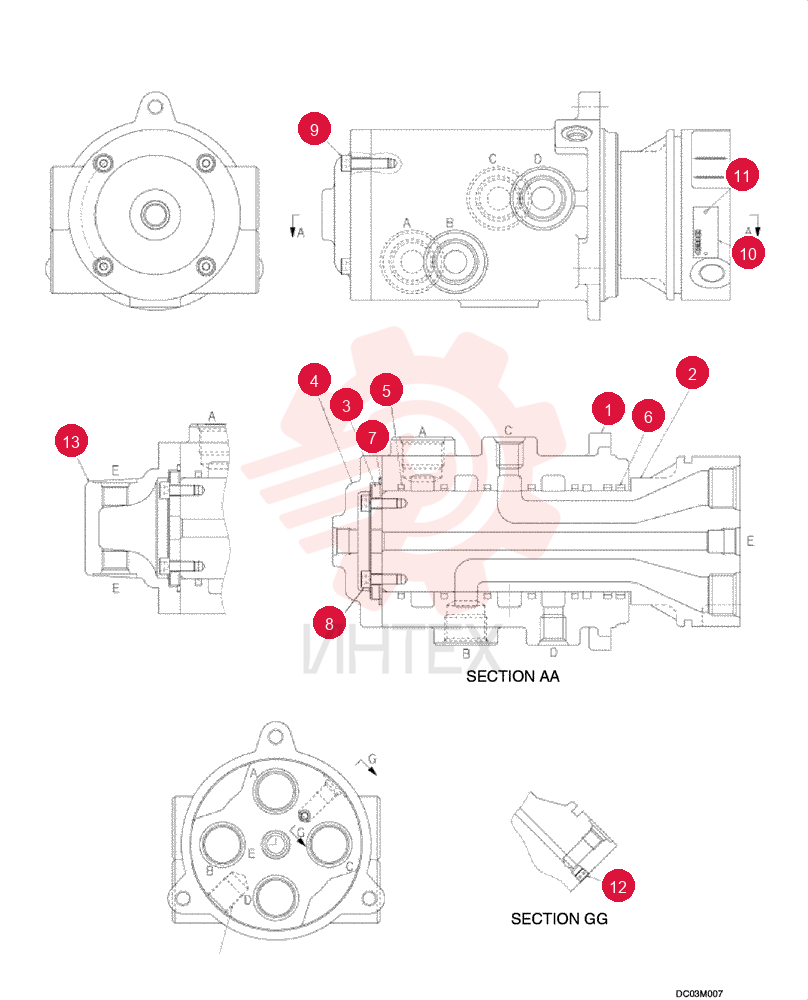 HYDRAULIC SWIVEL YN55V00037F1