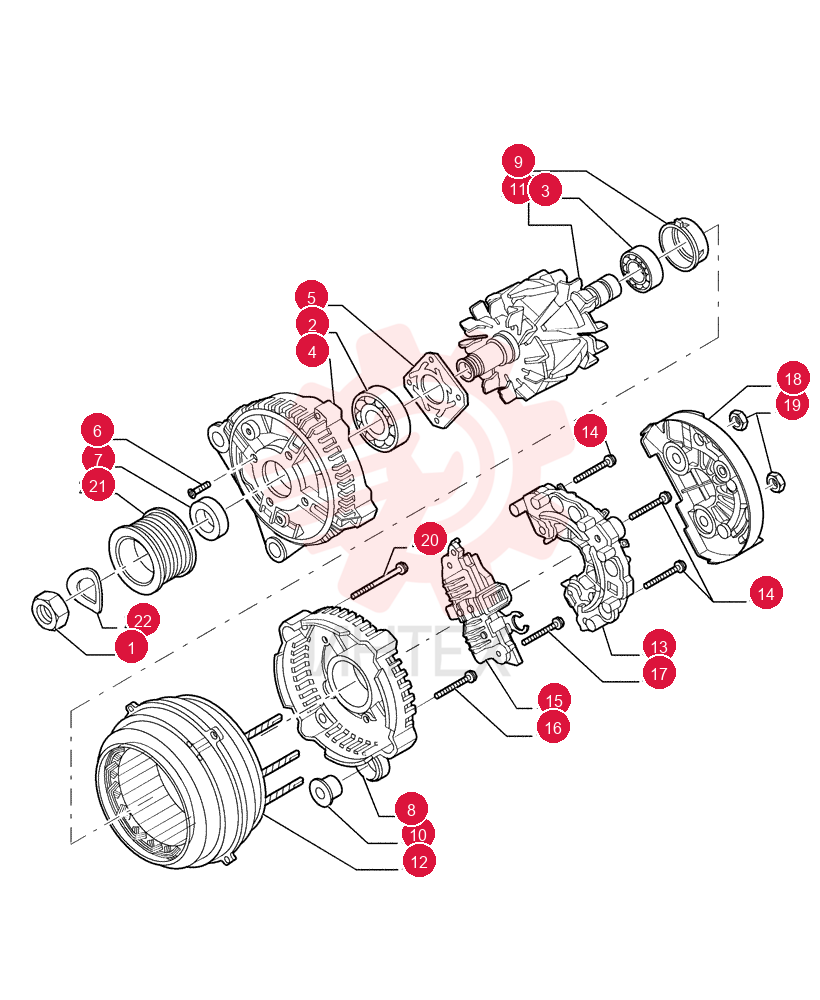 ALTERNATOR,24V, 70A, W/ Pulley 4892318 (2)