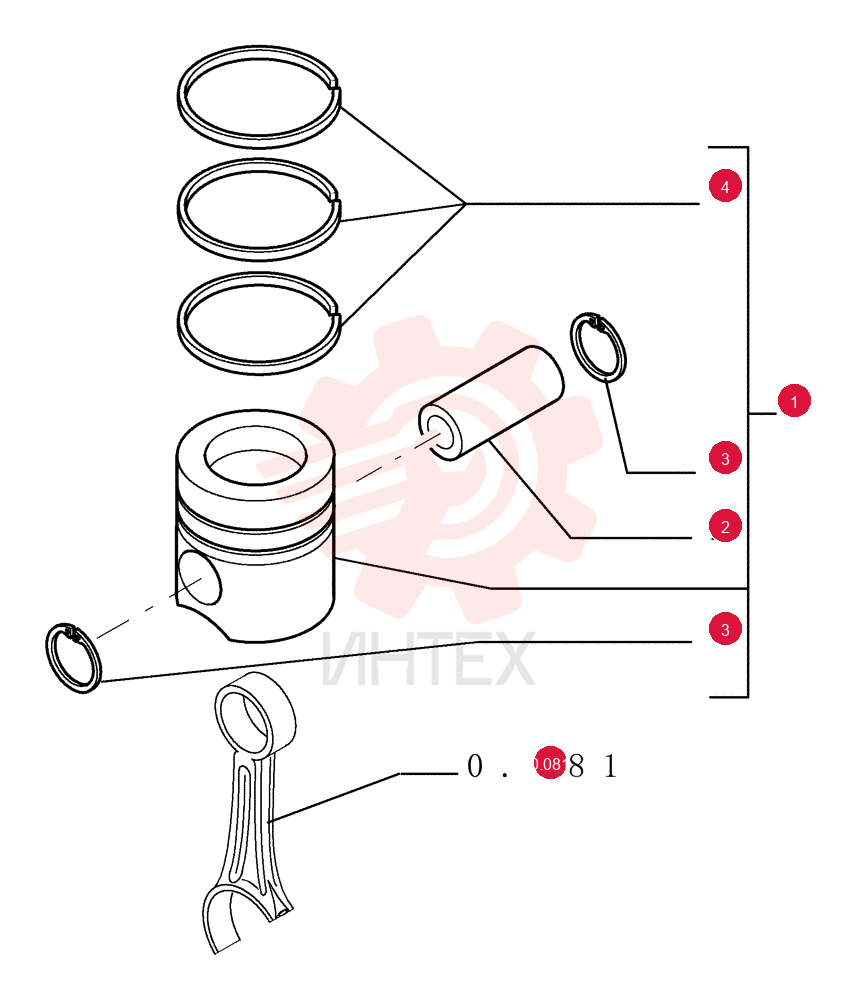 PISTON & RINGS KIT 8094740