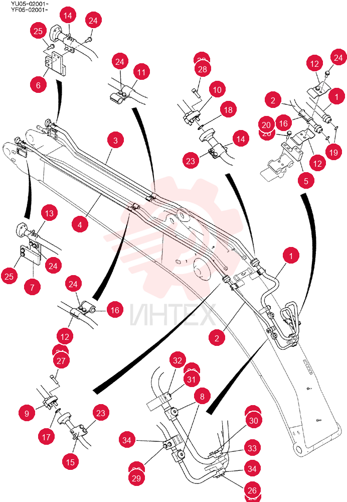 HYD LINES, BOOM 5. 65M YF42H00035F1