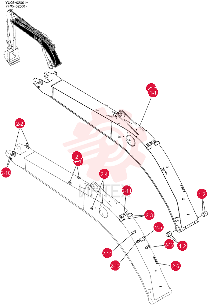 BOOM ASSY, HOE YF02B00053F1