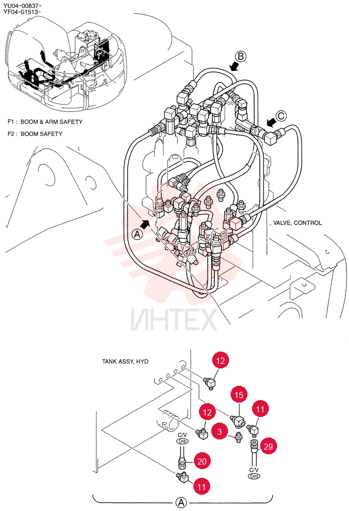 CONTROL LINES, MAIN (BOOM & ARM SAFETY) YF06H00003F1 (1)
