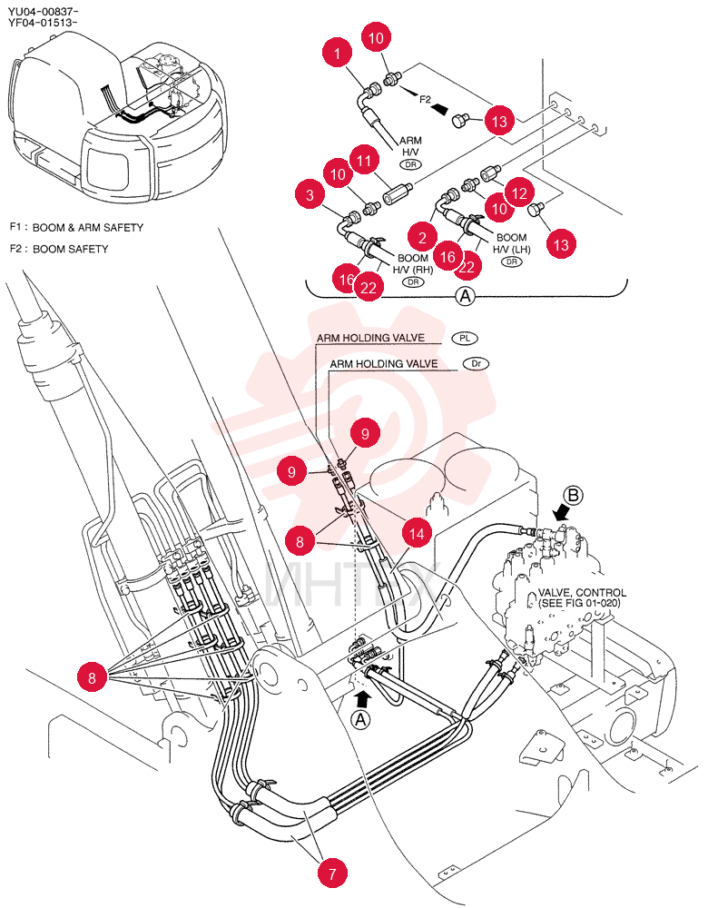 CONTROL LINES, VALVE (BOOM & ARM SAFETY) YF64H00007F1 (1)