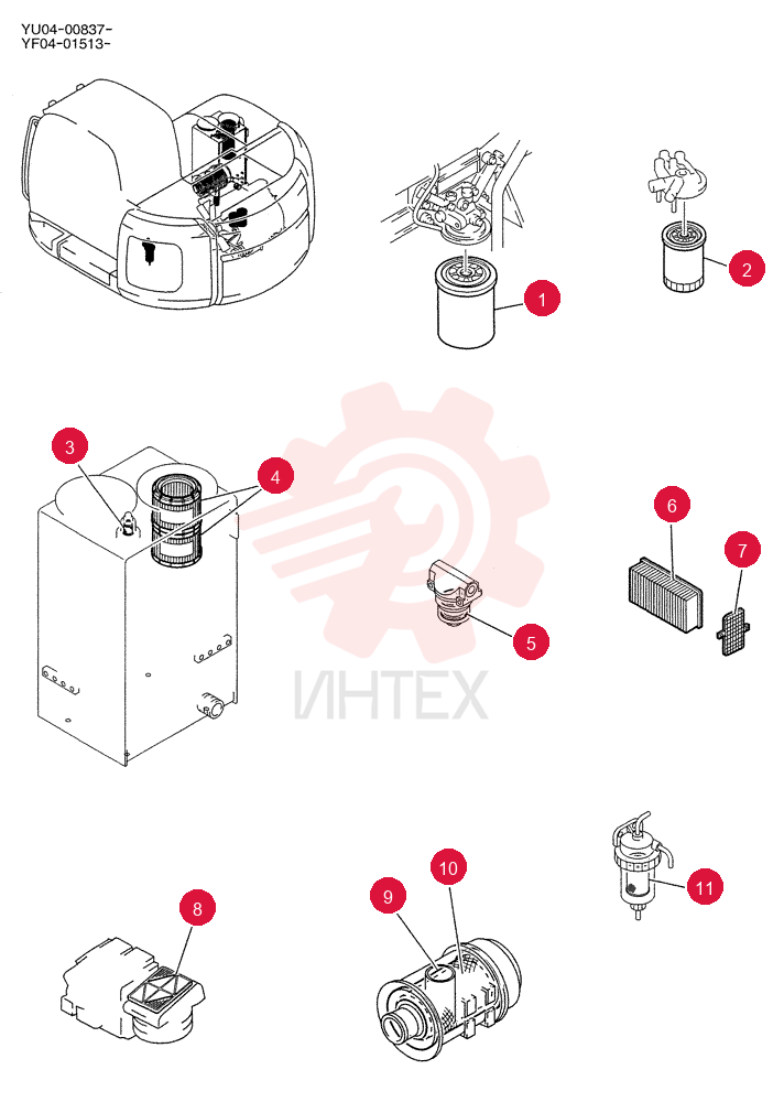 ELEMENT KIT,OIL-FILTER-PRIMARY, E/G, MITSUBISHI E/G PART ME088532