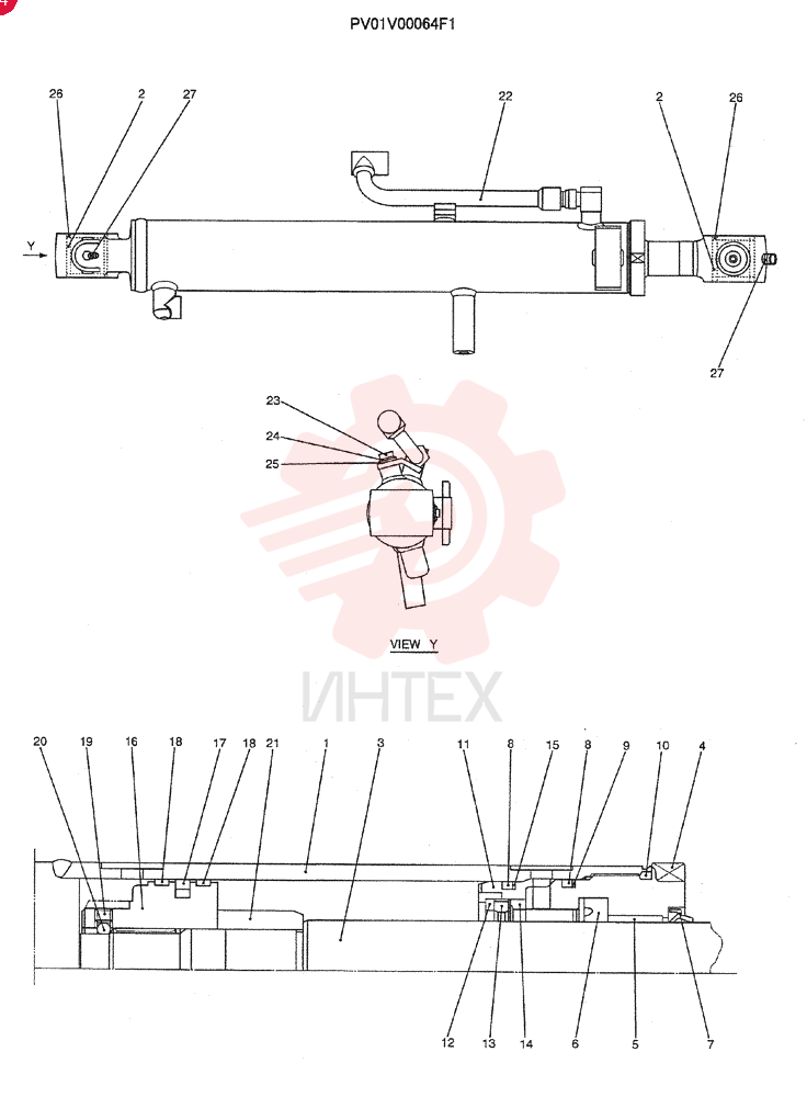 CYLINDER,Double Acting, 40mm Rod, 455mm Stroke