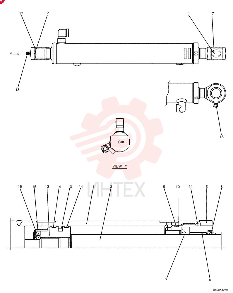 CYLINDER,Double Acting, 35mm Rod, 417mm Stroke