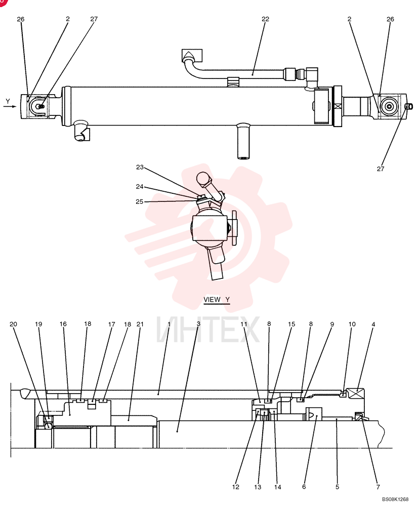 CYLINDER,Double Acting, 40mm Rod, 455mm Stroke
