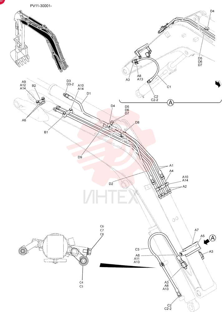 HYD LINES, BOOM, Serial Range: -R PV42H00039F1