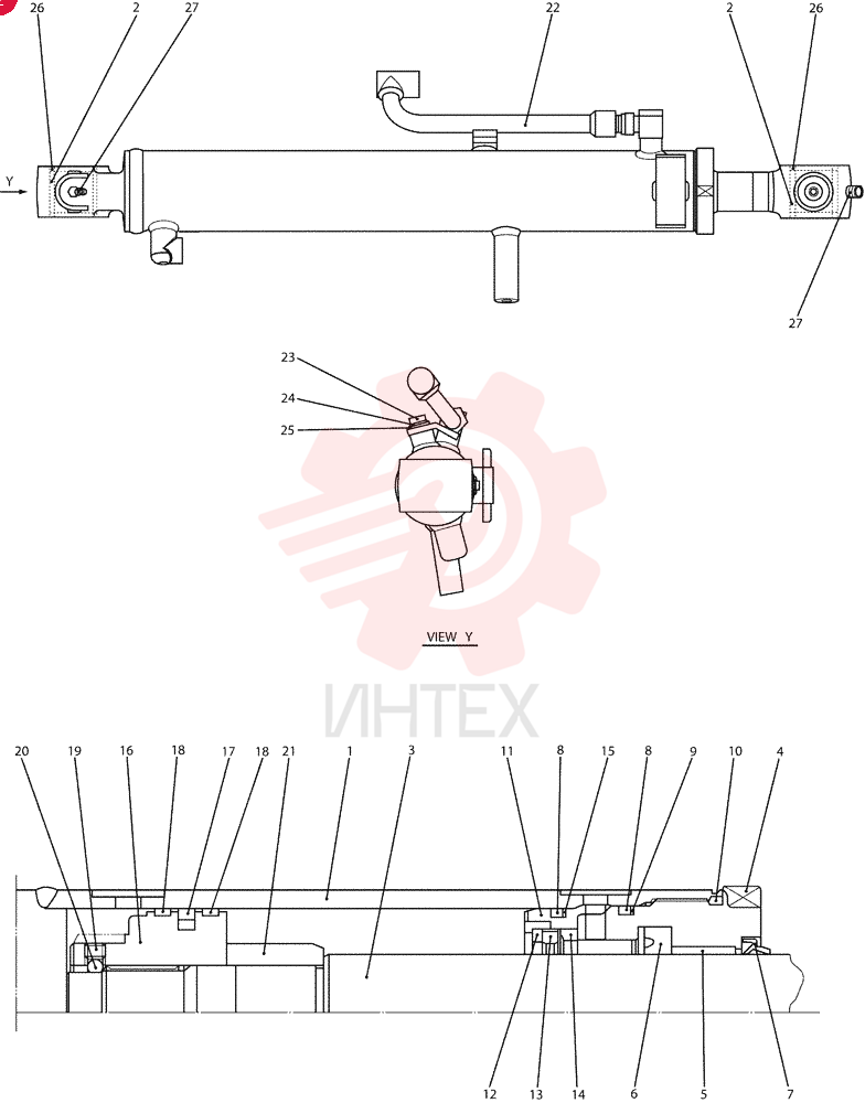 CYLINDER,Double Acting, 40mm Rod, 455mm Stroke