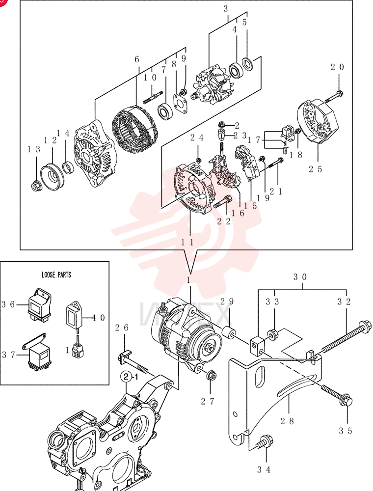 ALTERNATOR,12V, 55 Amp