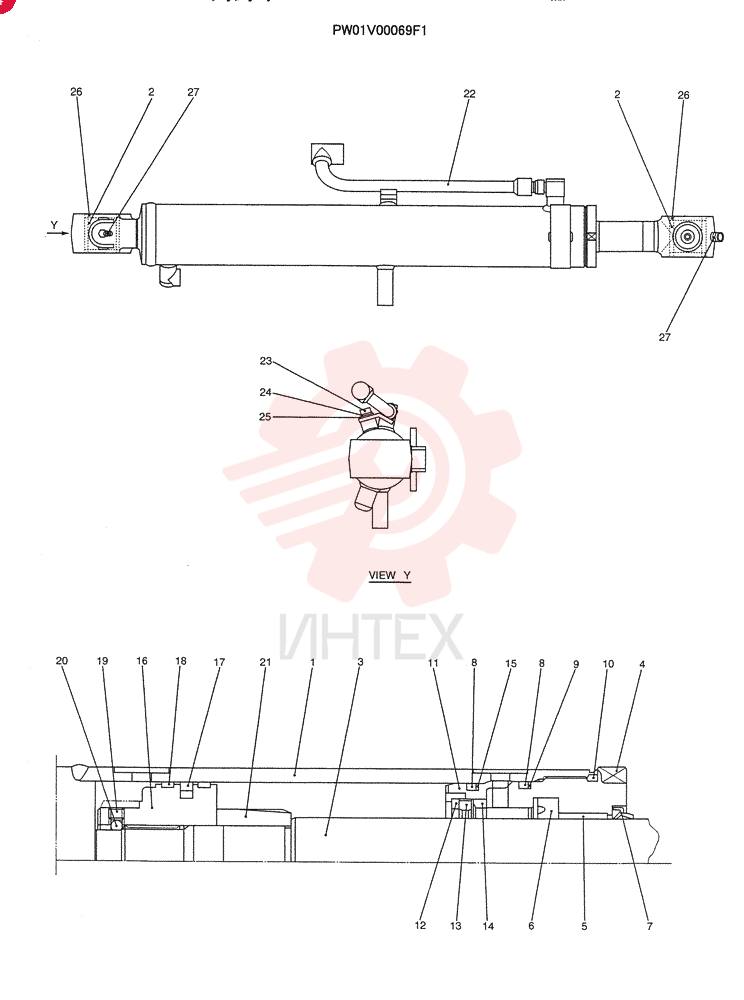 CYLINDER,Double Acting, 45mm Rod, 540mm Stroke