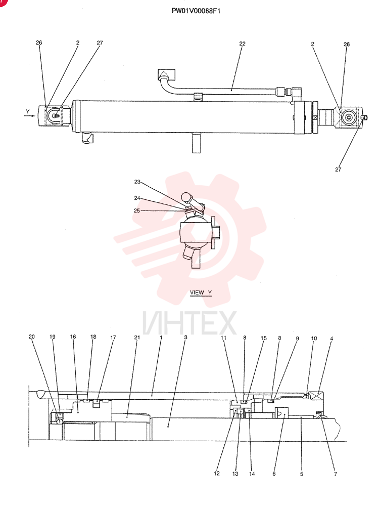 CYLINDER,Double Acting, 45mm Rod, 585mm Stroke