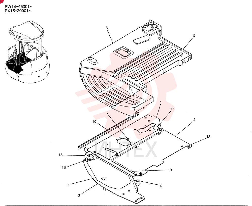 Схема (E30BSR) - COMPACT CRAWLER EXCAVATOR TIER 4 (NA) - ASN PW14-45001 (1/08-) PW03M00104F1