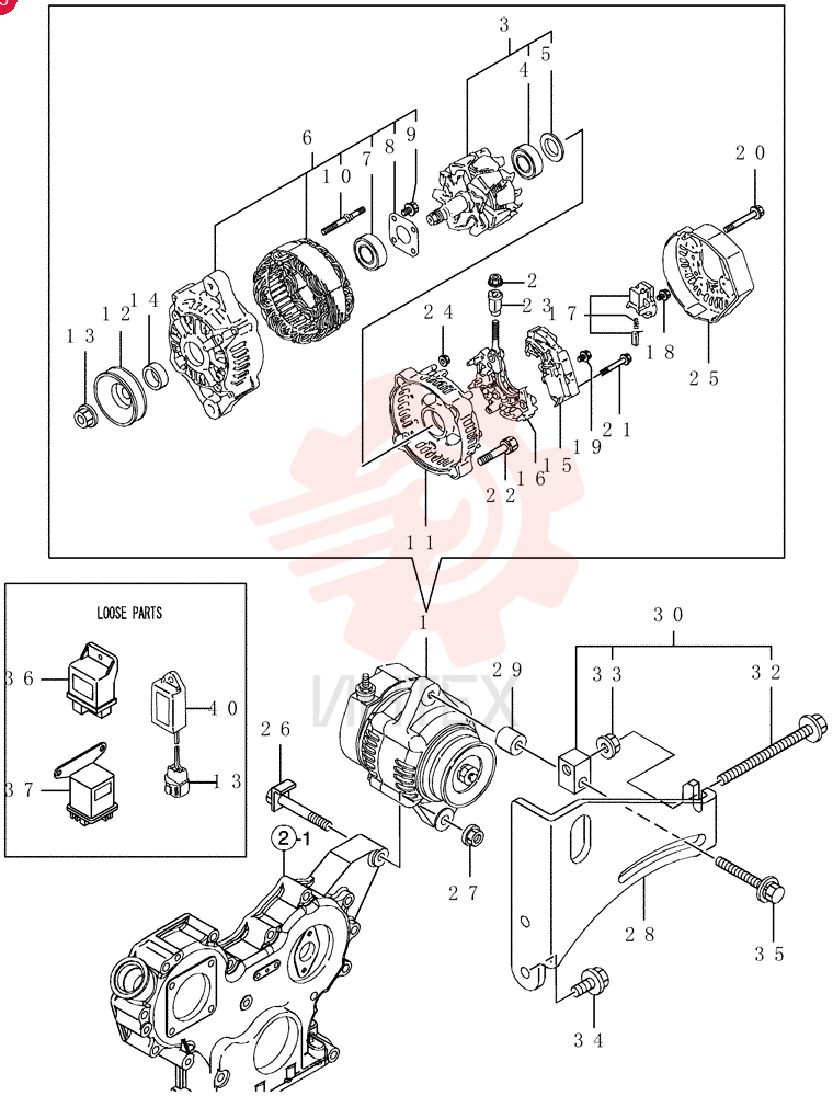 ALTERNATOR,12V, 55 Amp
