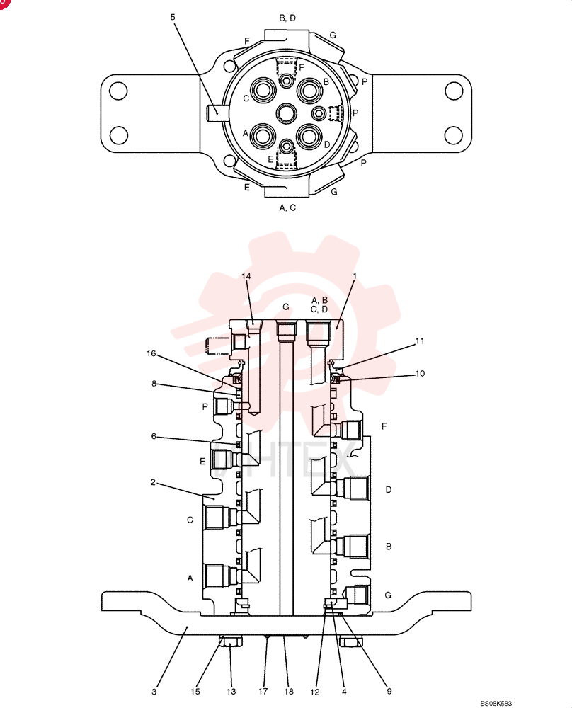 HYDRAULIC SWIVEL 24100J12703F1