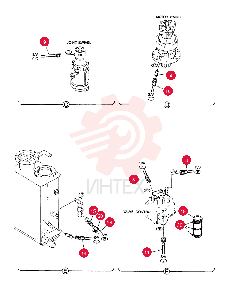 90 ELBOW,Male, 30° Fl, PF 3/8" x PF 3/8", O-Ring ZH32X06000 (3)