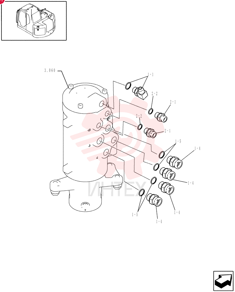 90 ELBOW,Male, 30 Degree Fl, PF 3/8" x PF 3/8", O-Ring ZH32X06000 (3)