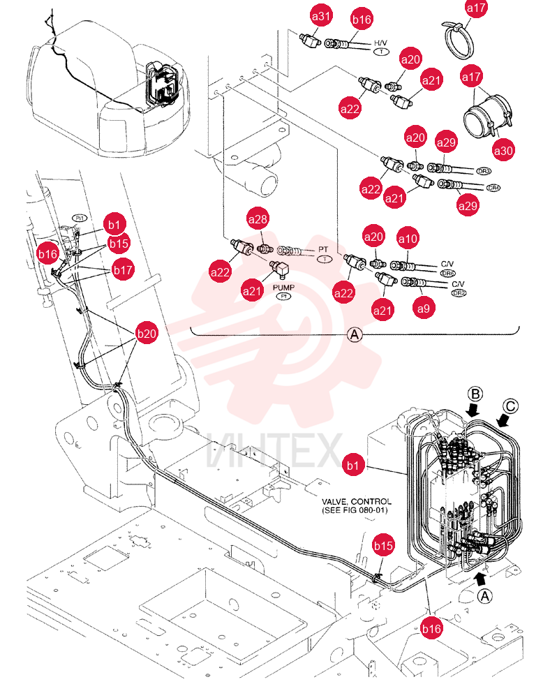 90 ELBOW,Male, 30° Fl, PF 1/4" x PF 1/4", O-Ring ZH32X04000 (22)