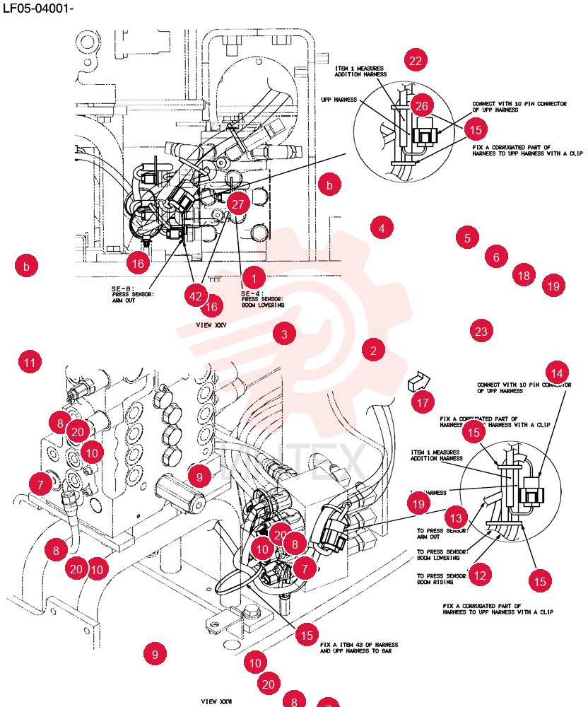Harness Assy, Upp, Serial Range: LF05-04001-LF05-04212 LF13E00008F1 (15)