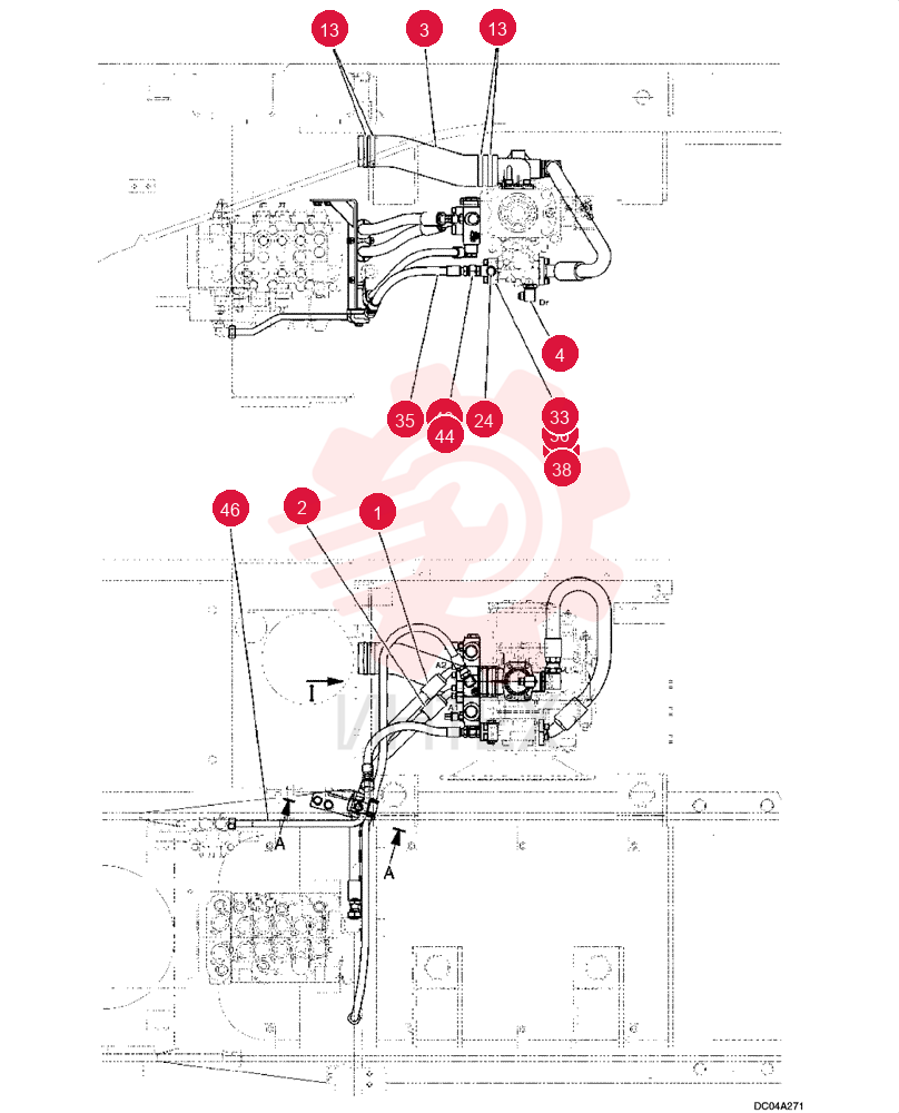 HYD. LINES, PUMP (SUCTION/DELIVERY, ROTATION) YM30H00010F1 (1)