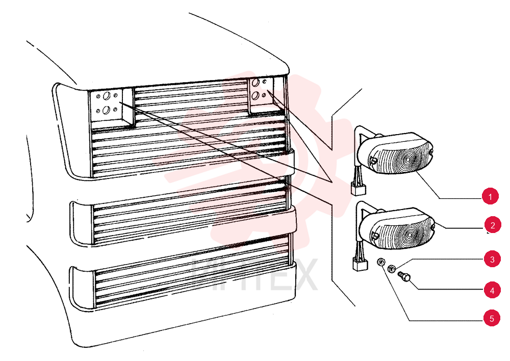 LIGHT ASSY.,24V, 21W, Red