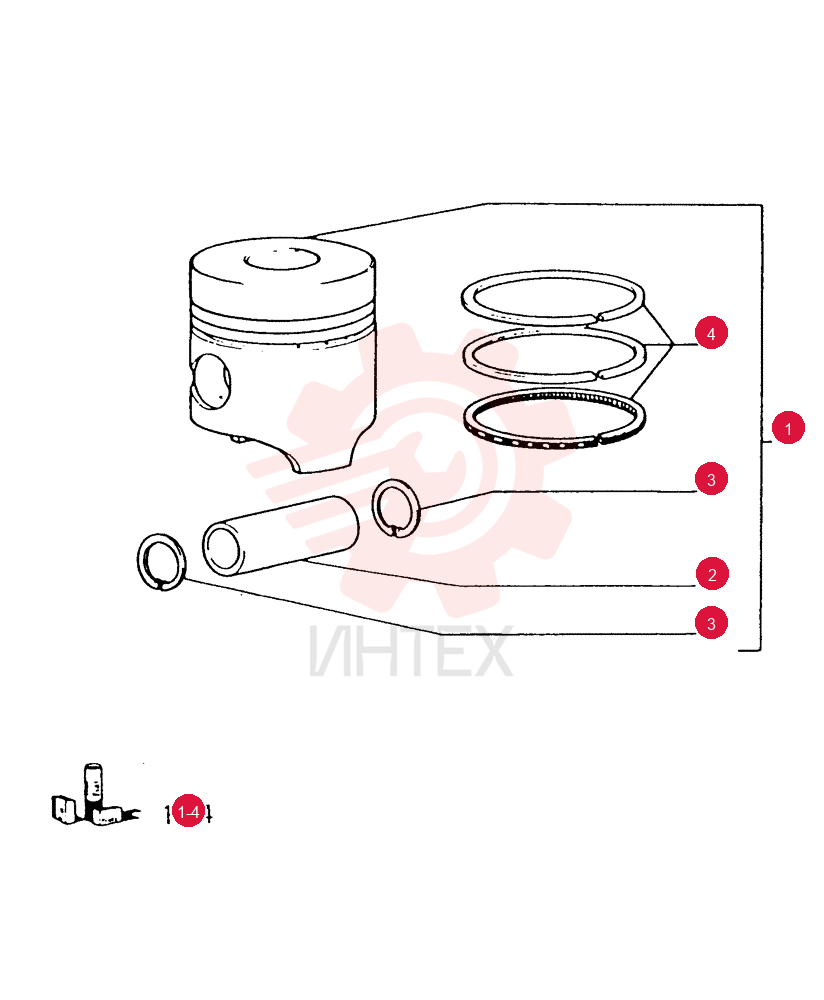 PISTON & RINGS KIT 1907666