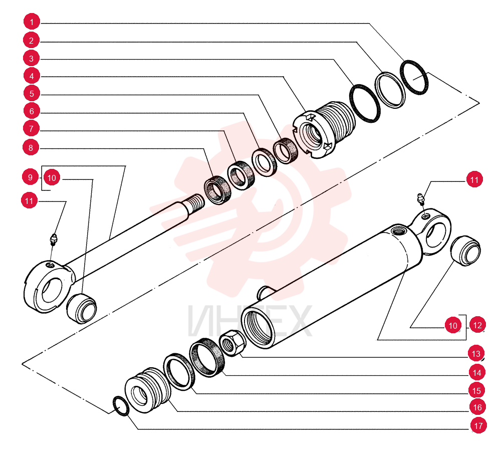HYDRAULIC CYLINDER,Double Acting, 45mm Rod, 203mm Stroke