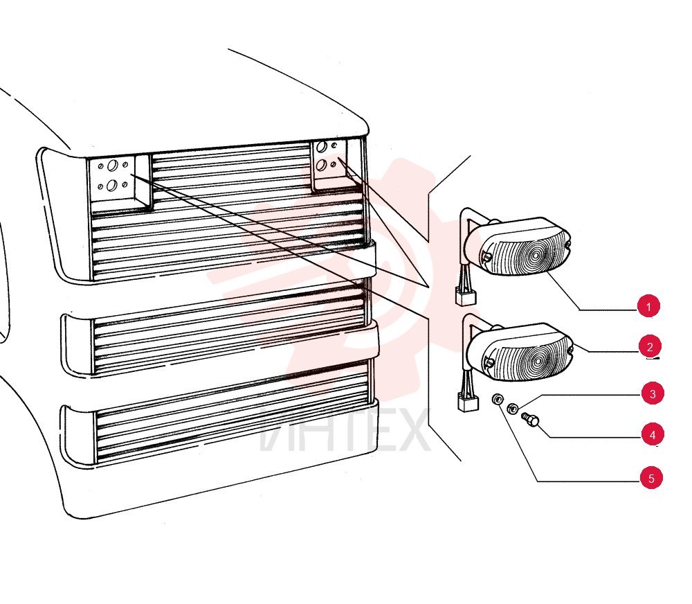 LIGHT ASSY.,24V, 21W, Red