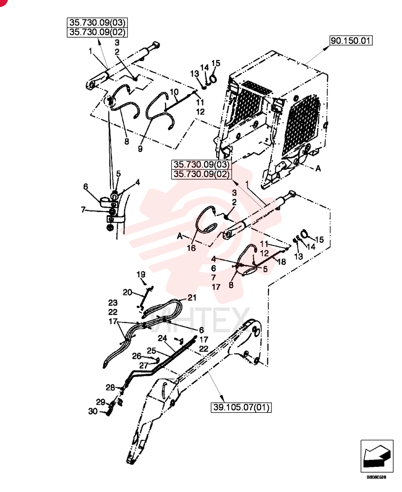 HYDRAULIC CYLINDER,34.92mm Rod, 409.7mm Stroke 87038975 (2)