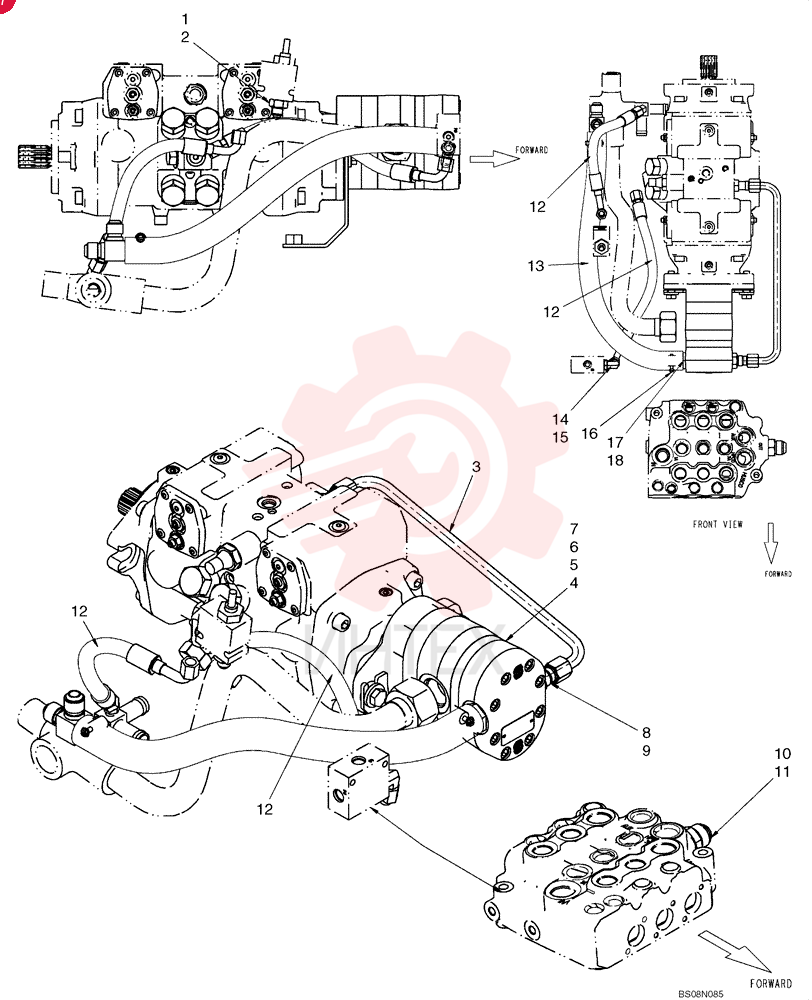 HYD CONNECTOR,3/4" - 16 ORB x 9/16" - 18 JIC