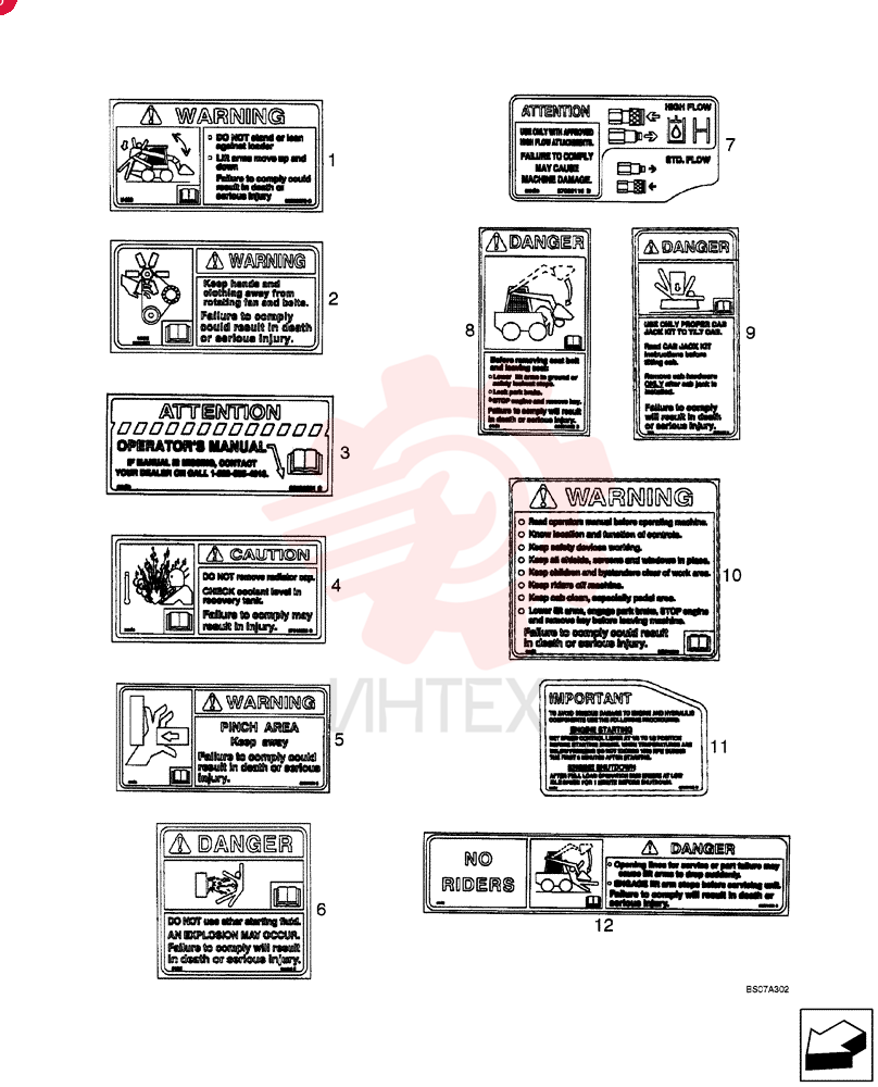 KIT, PORTUGUESE LANGUAGE DECALS, Incl. Ref 1 - 13 in Portuguese (Also Includes Ref 13 For Models L170, L160 Not Used In This Application)