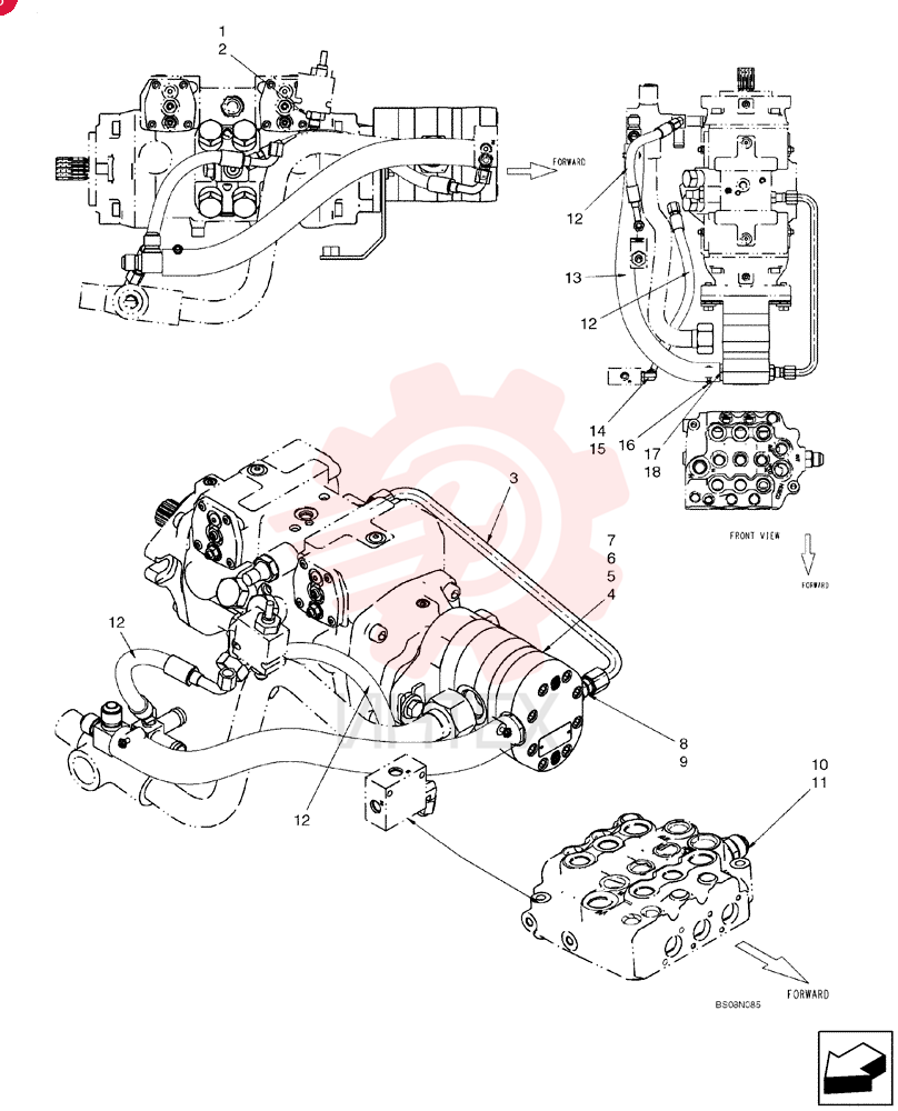 HYD CONNECTOR,3/4" - 16 ORB x 9/16" - 18 JIC