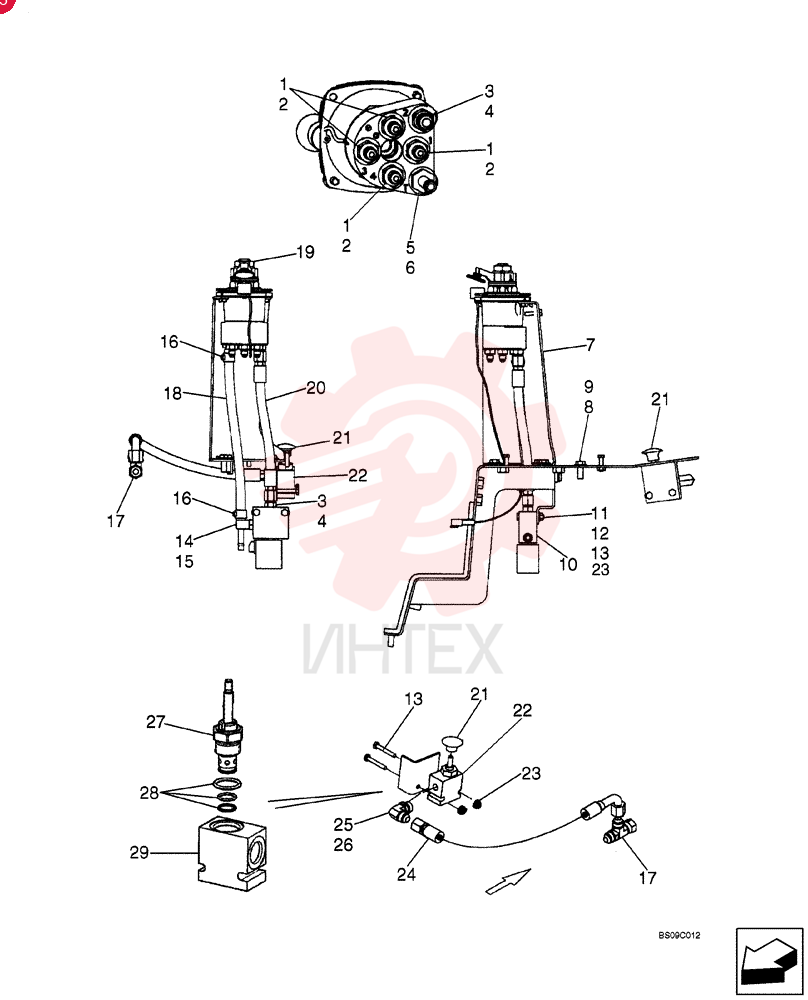 HYD CONNECTOR,9/16" - 18 ORB x 7/16" - 20 JIC
