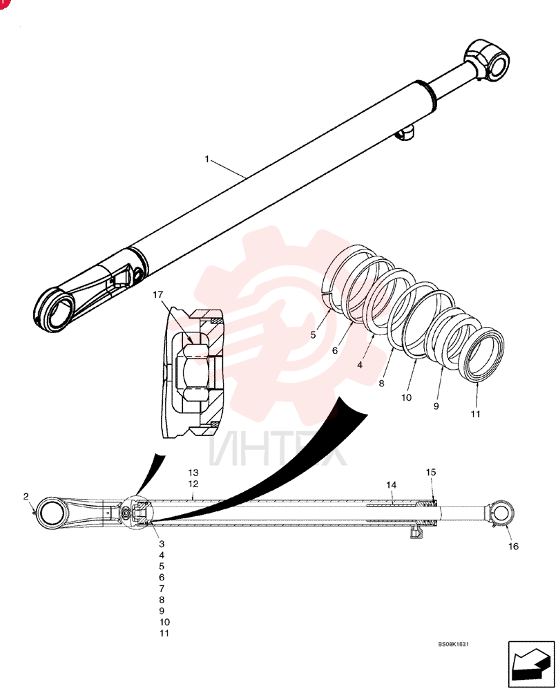 CYLINDER,Double Acting, 38.1mm Rod, 611mm Stroke