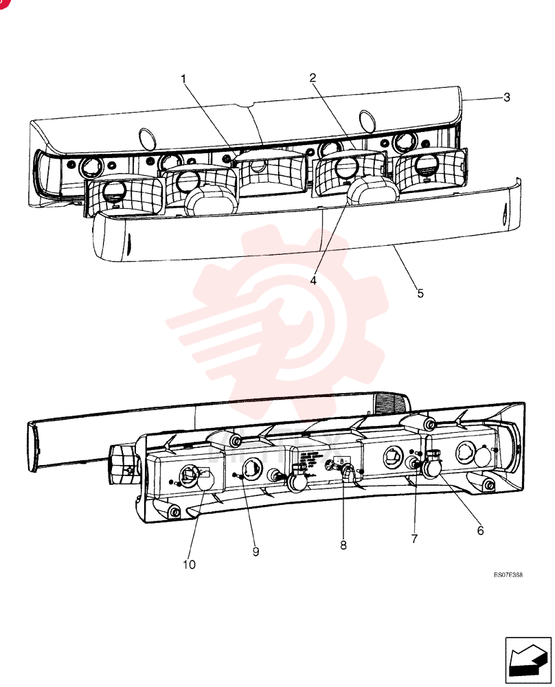 LIGHT,Halogen, 12V, 50W, Clear/Red