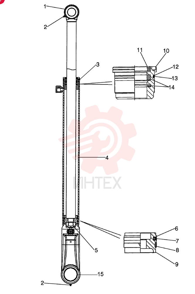 CYLINDER,Double Acting, 44.4mm Rod, 611.1mm Stroke