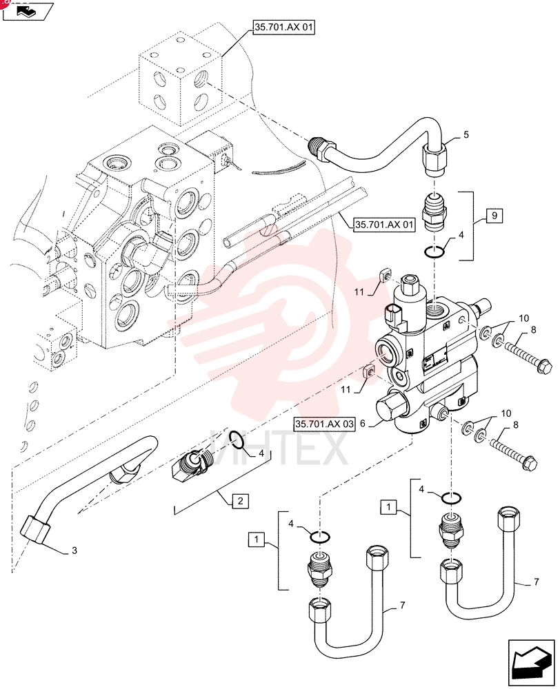 HYD CONNECTOR,7/8" - 14 ORB x 3/4" - 16 JIC