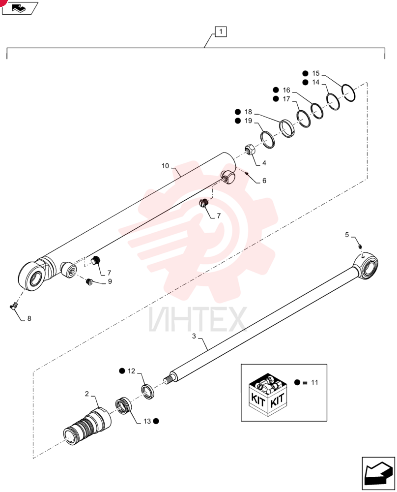 HYDRAULIC CYLINDER,Double Acting, 34.9mm Rod, 681mm Stroke