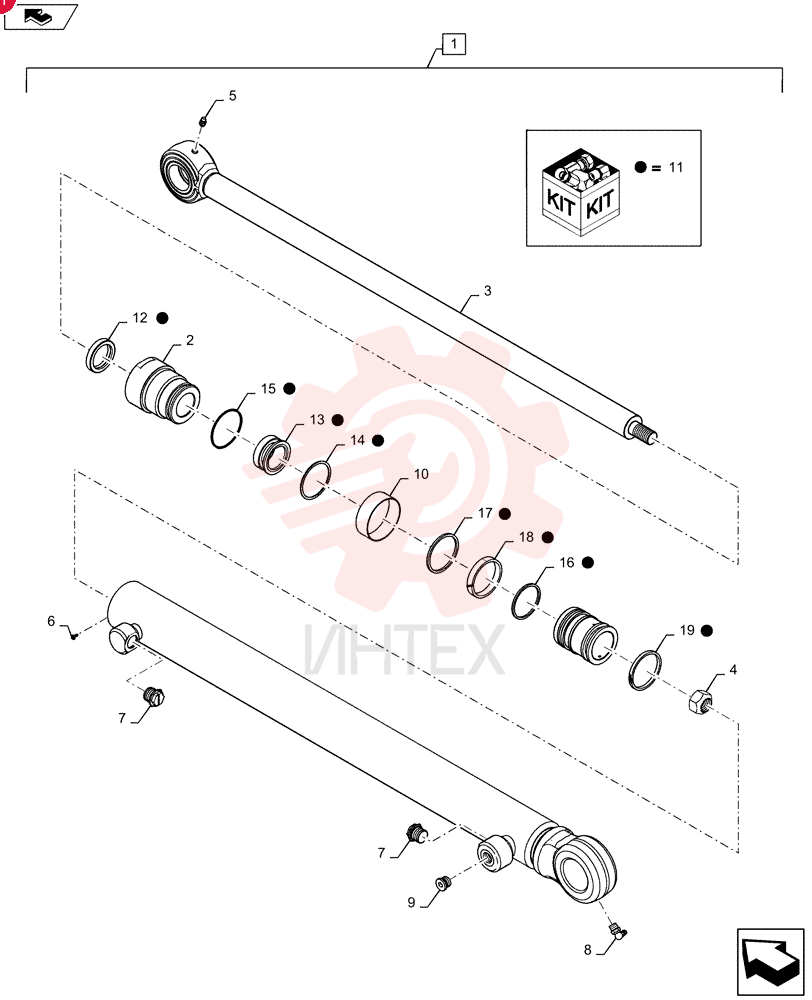 CYLINDER,Double Acting, 34.9mm Rod, 681mm Stroke