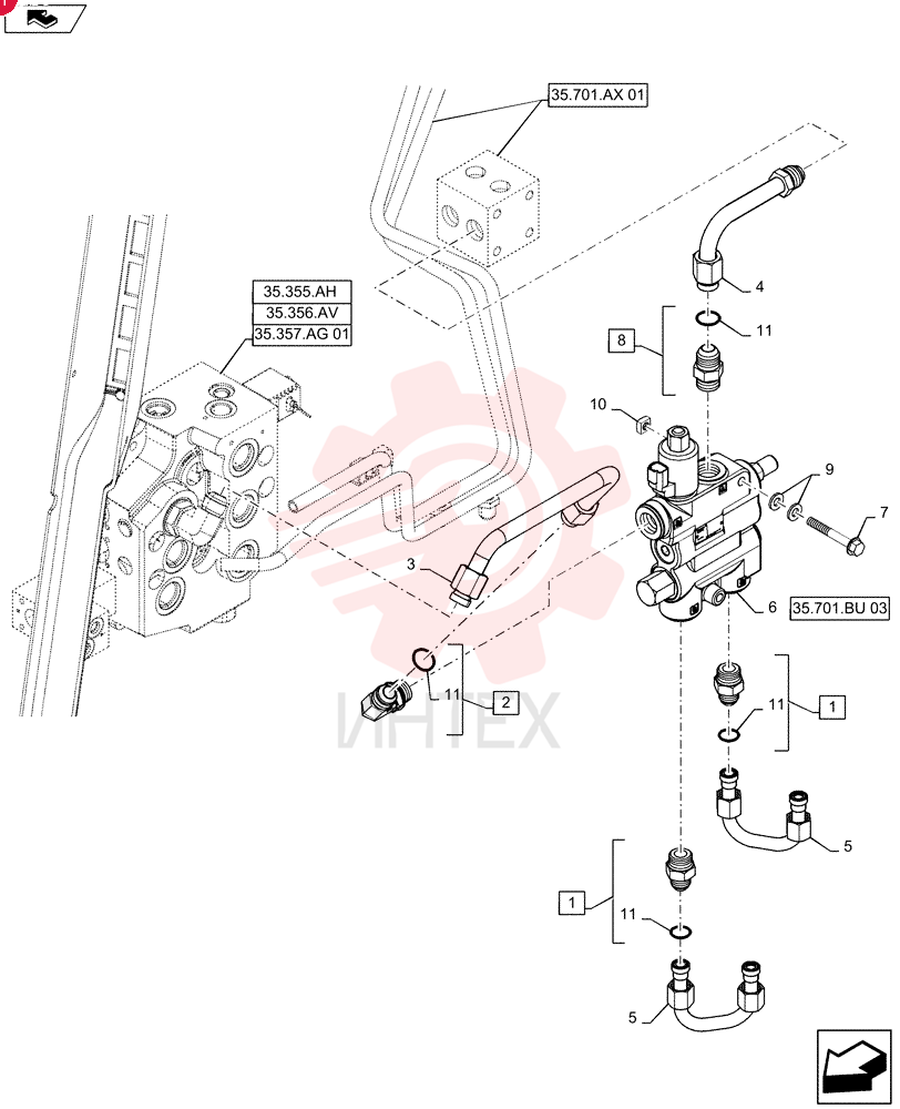 HYD CONNECTOR,7/8" - 14 ORB x 3/4" - 16 JIC