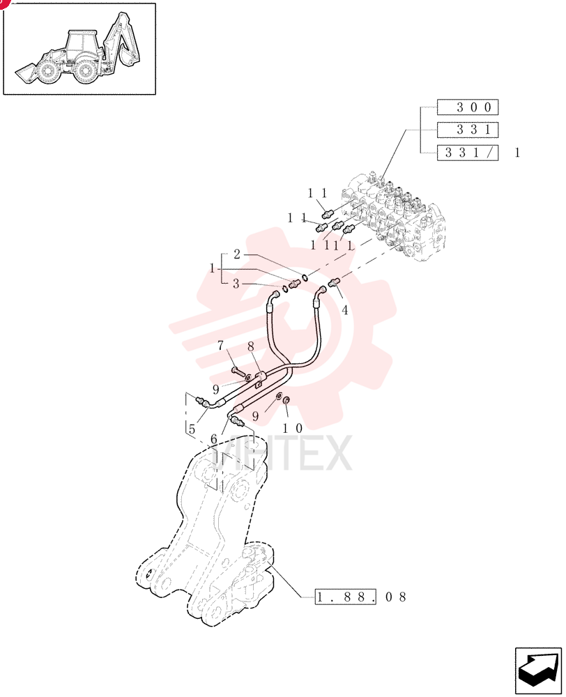 HYD CONNECTOR,1-3/16"-12 ORS x 1-1/16"-12 SAE O-Ring 390937S36 (2)