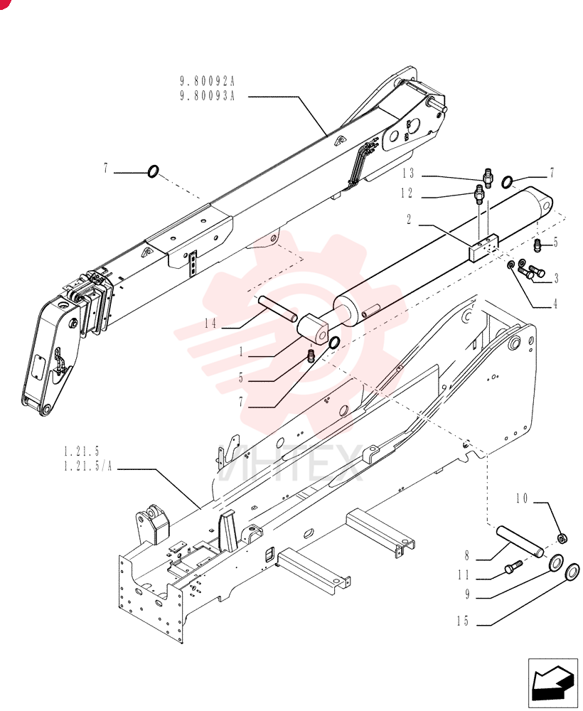 LIFT CYLINDER,Double Acting, 100mm Rod, 1220mm Stroke