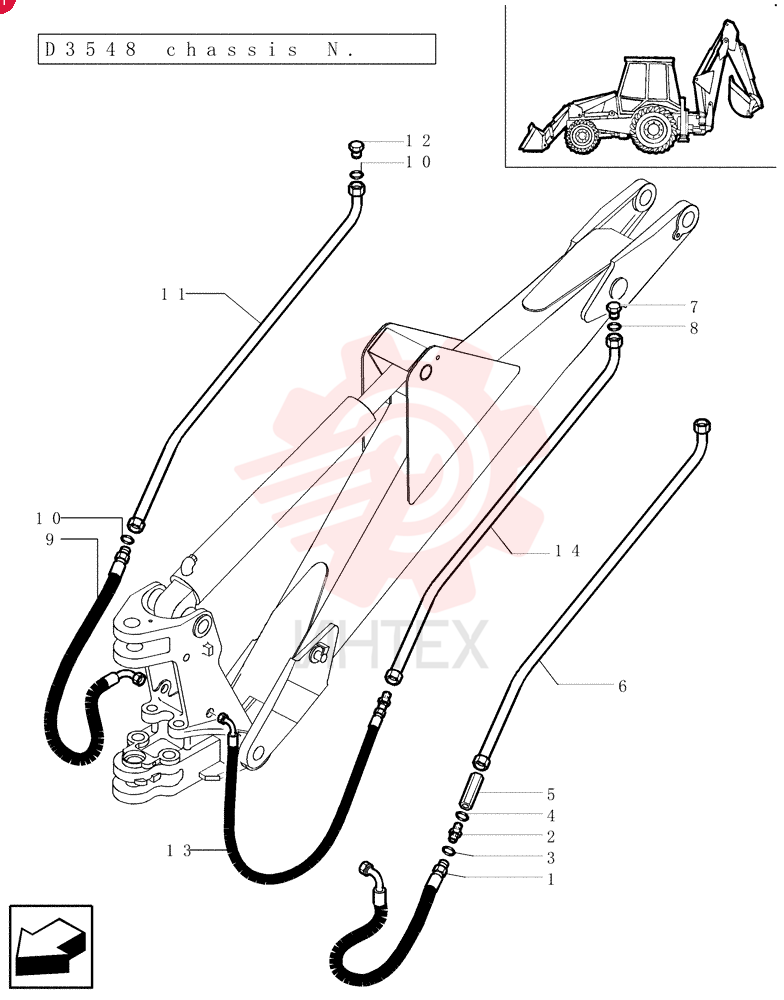 HYDRAULIC HOSE,920mm lg