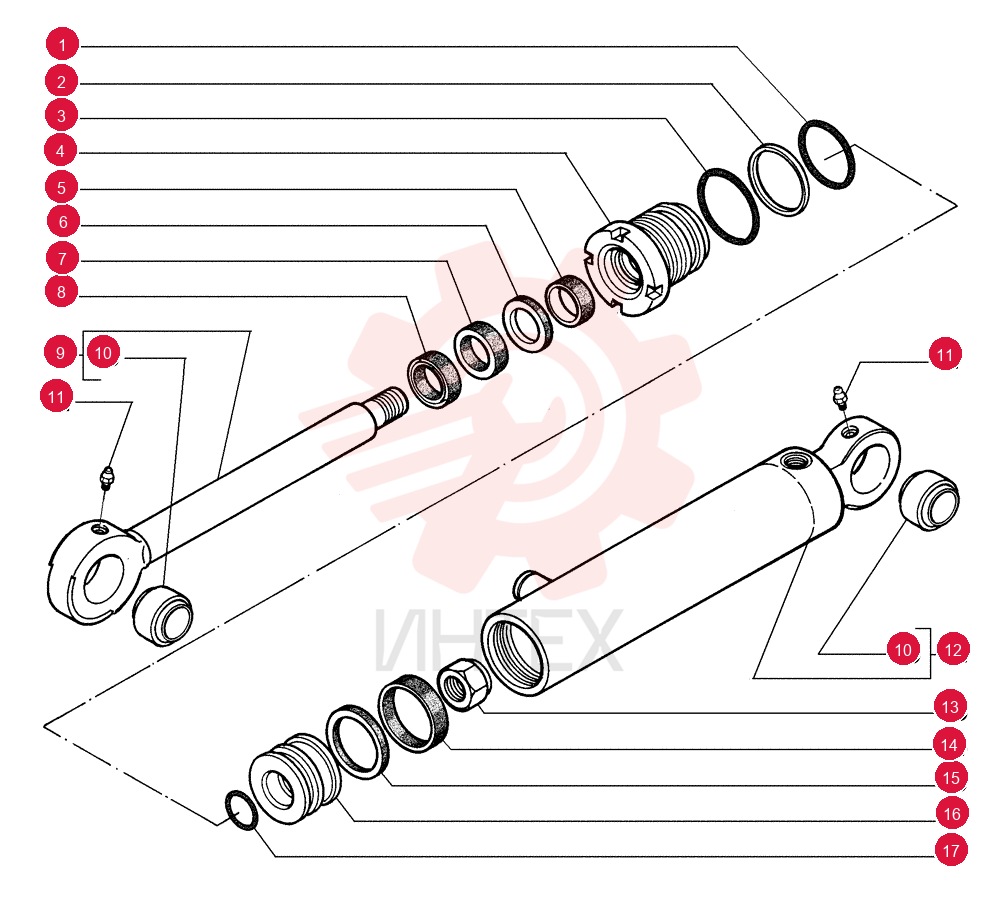 HYDRAULIC CYLINDER,Double Acting, 45mm Rod, 203mm Stroke