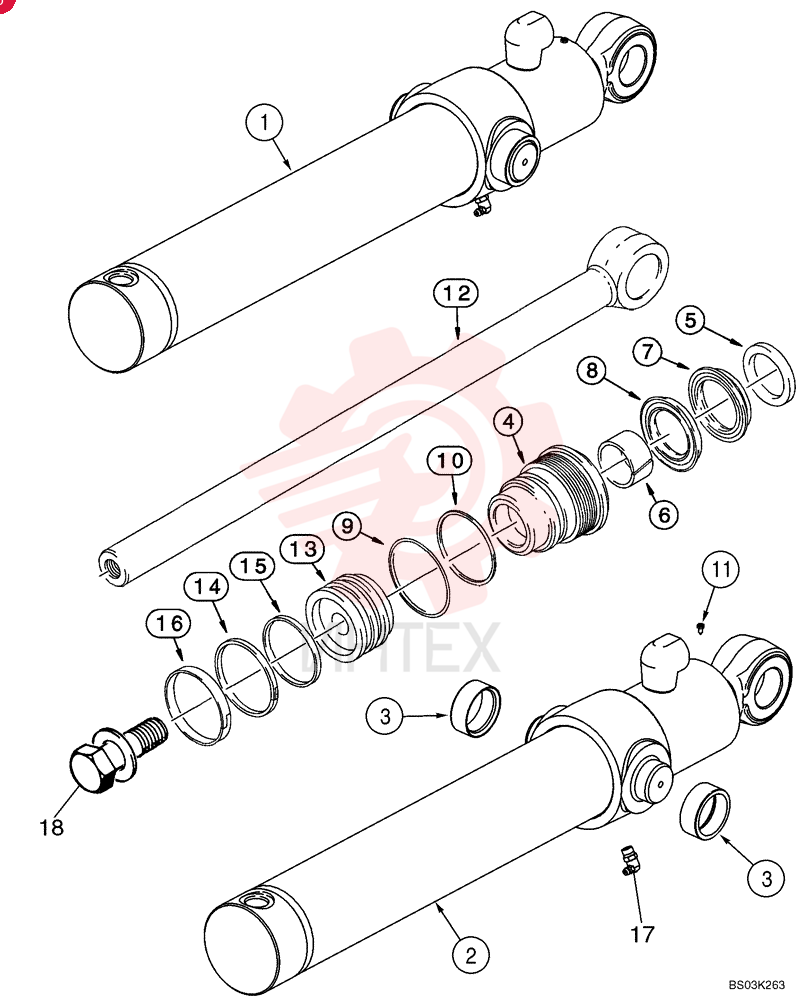 HYDRAULIC CYLINDER,Double Acting, 38.1mm Rod, 522.3mm Stroke